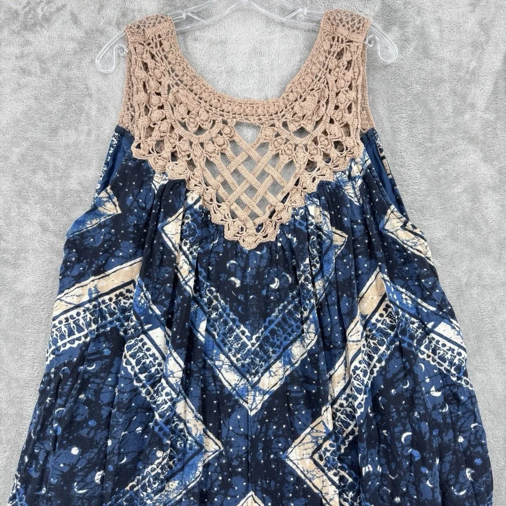 Free People Romper Womens Medium Celeste Macrame Bohemian Pockets Playsuit Beach